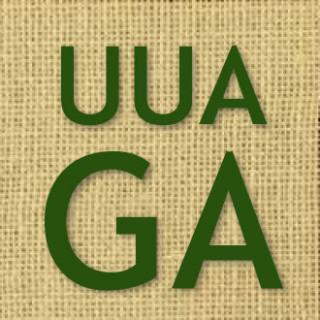 2015 General Assembly logo; green text on woven cloth background