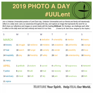 2019 UU Lent Photo a Day calendar