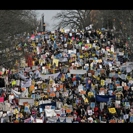 An aerial view of the anti-war rally in Washington, D.C., January 2007. Photo by Bronwyn Fryer.