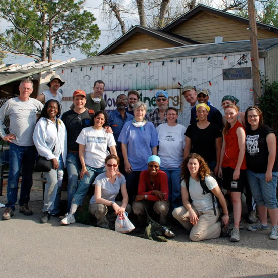 Members of All Souls Unitarian Universalist Church (Washington, DC) pause for an outdoor group shot during their trip to New Orleans. Photo Courtesy All Souls UU Church.