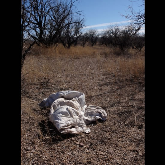 Blanket left behind at Mexican-American border. 