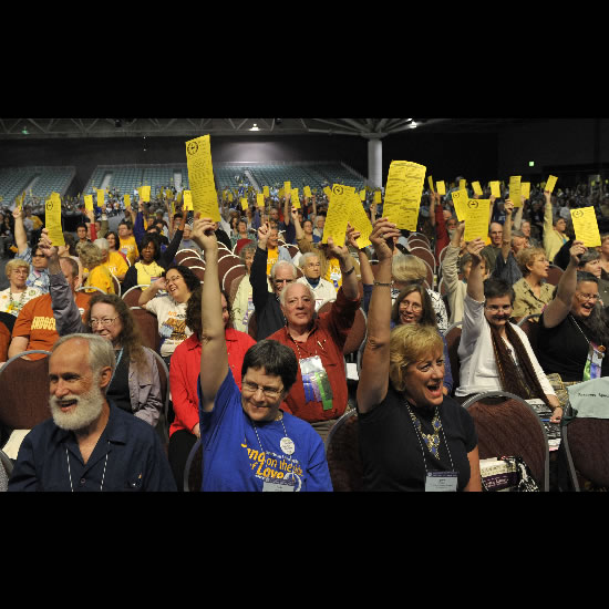 Voting at General Assembly 2010. Photo by Nancy Pierce.
