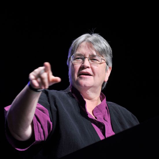 Gini Courter speaks at GA 2012 Plenary I. Photo by Nancy Pierce.