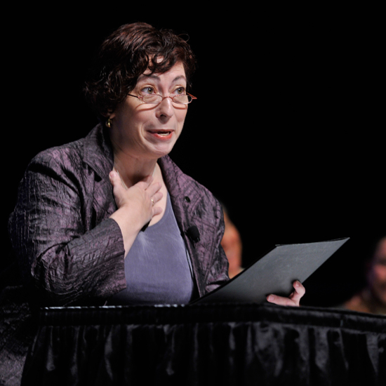 Suzanne Fast, of the UU Church of Ft. Myers, Fl, speaks at a GA 2012 worship service. 