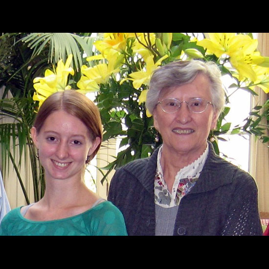 Claire Anthony and Alice Schulman, posing with smiles. Photo by Terry Sweetser.