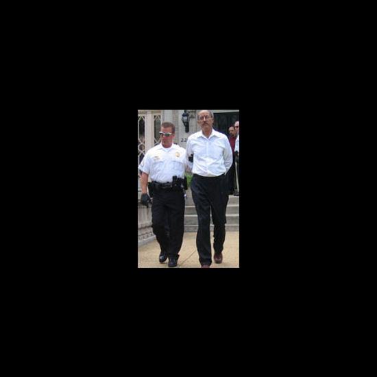 Sinkford arrested at the Sudanese Embassy. Anthony Clark.