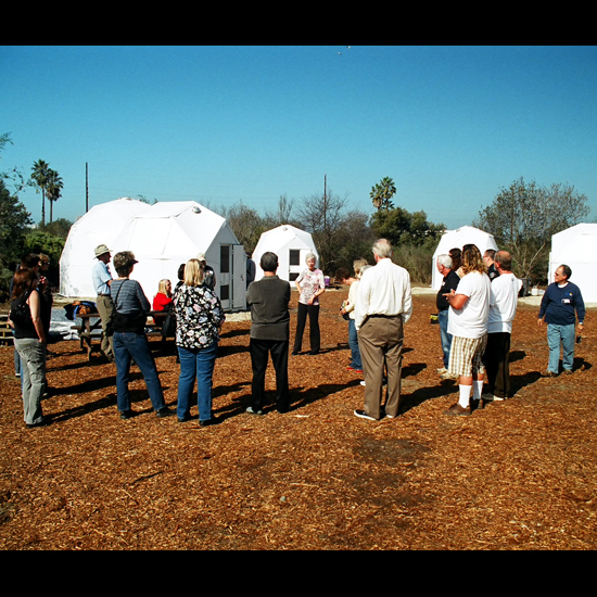 Unitarian Universalists of Ventura in front of River Haven Dome Shelters. Photo courtesy UUs of Ventura.