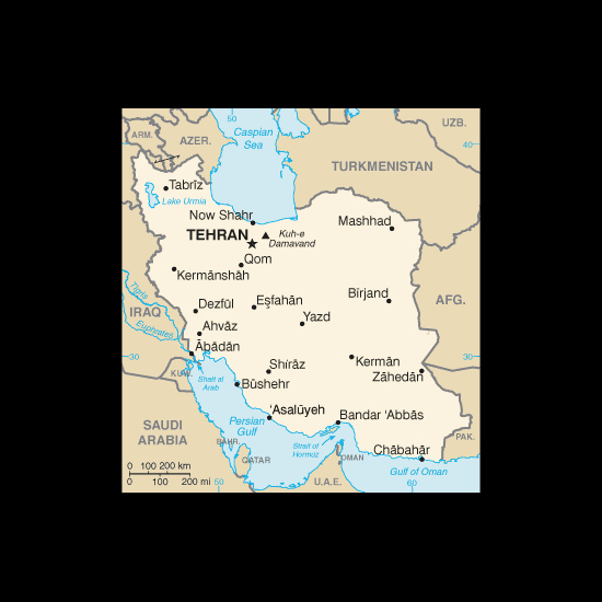 Map of Iran. Central Intelligence Agency.