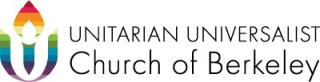 Logo for the UU Church of Berkeley. Rainbow chalice next to the congregation name