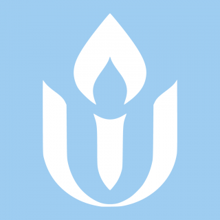 UU world logo, white on light blue background