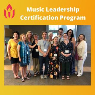 2018 Music Leadership Certification Candidates on yellow background with Music Leadership Certification Program text at top.