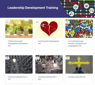 Screen shot of UU Institute website with Leadership Course offerings