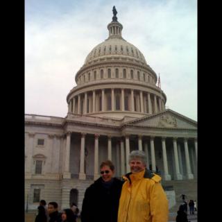 Meg Riley and her friend Amy in front of the U.S. Capitol.