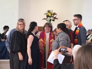 Rev. Kimberley Debus' laying on of hands at ordination to UU minister