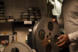 Raymond Atterson, projectionist at Film Forum, New York, N.Y.