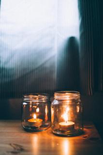 glass jars with candles