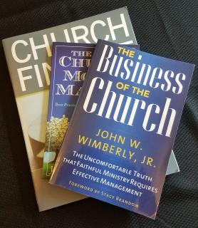 Photo of books on church finance