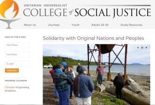 College of Social Justice "Solidarity with Original Nations and People" website screenshot