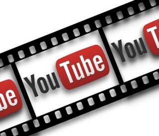 YouTube logo inset in filmstrip frames
