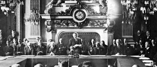 French foreign minister Briand speaking at the signing of the Kellogg-Briand pact in Paris in 1928, which pact sought to outlaw war.