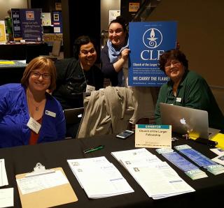Church of the Larger Fellowship Exhibit Table at MidAmerica Regional Assembly 2016