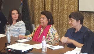 Razia Jan, Afghan leader in women's rights and education for girls, addresses a panel at the UN Church Center