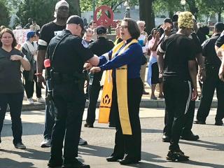 UUA President Rev Susan Frederick-Gray is arrested in Washington, DC during the first day of Poor People's Campaign 40 Days of Action, 5/14/2018