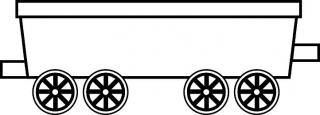 Black and white graphic of train coal car.