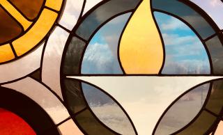 UU Church of Rockford IL stained glass chalice