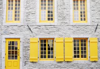 windows and wall in Quebec City, Canada