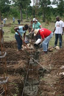 Haiti trip participants and MPP workers, laying the foundation for the eco-village.