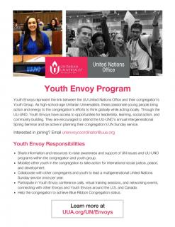 image of a flyer advertising the UU-UNO's Youth Envoy program