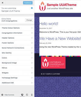 Customization options for the UUA Theme