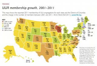 Graphic of UUA Membership Growth from 2001 to 2011.