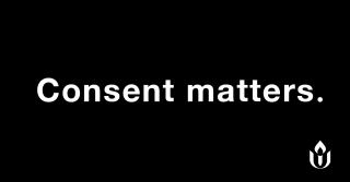 White text on black background. Text: Consent matters. UU logo in bottom right.