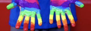 Rainbow painted hands