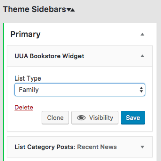 Adding the UUA Bookstore Widget to the Theme Sidebars
