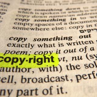 dictionary page with entry for "copyright" highlighted in yellow