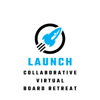 Blue Rocket and text "Launch: Collaborative Virtual Board Retreat"