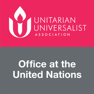 UUA chalice logo with the text "Unitarian Universalist Association Office at the United Nations"