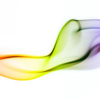 a horizontal wisp of orange, yellow, green, and purple smoke