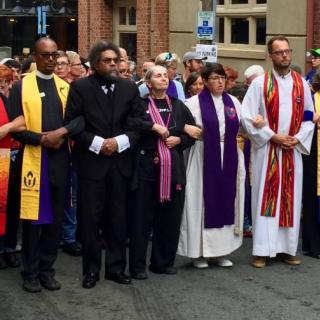 Clergy line at Charlottesville demonstration 2017