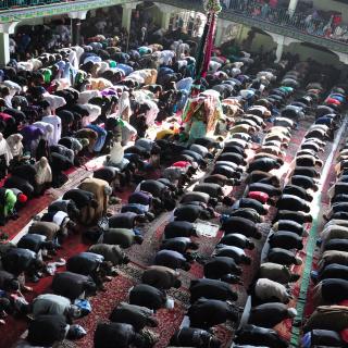 Muslim prayers in a mosque