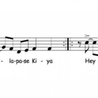 A portion of sheet music for song from South Africa by Joseph Shabalala.