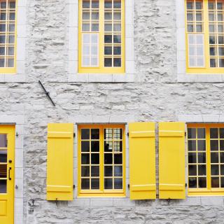 windows and wall in Quebec City, Canada