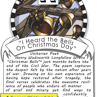 December fourteenth, “I Heard the Bells On Christmas Day” (1865). Unitarian Poet Henry Wadsworth Longfellow Wrote "Christmas Bells" (a poem later set to music and renamed "I Head the Bells On Christmas Day") just months before the end of the Civil War. 