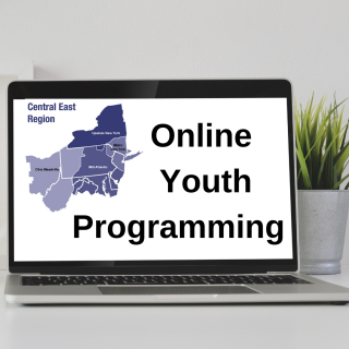 Central East Region Online Youth Programming on a computer screen