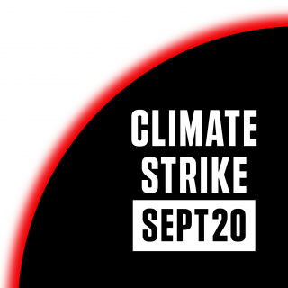 logo for the climate strikes reads: "Climate Strike / Sept 20"