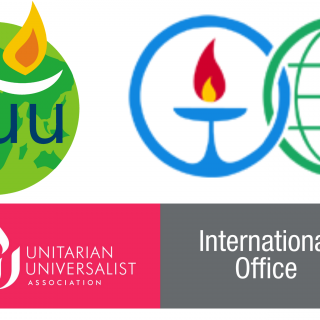 Logos of the International U/U Joint Working Group: ICUU, UUPCC, and UUA International Office