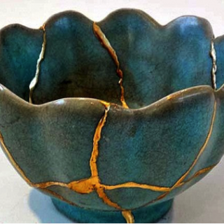 ceramic bowl with gold inlay -Kintsugi- The Japanese Method Of Creating Art From Broken Ceramic Objects
